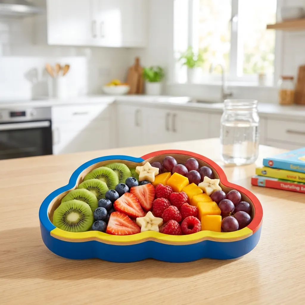 Çocuklar için hazırlanan renkli ve sağlıklı meyve tabağı