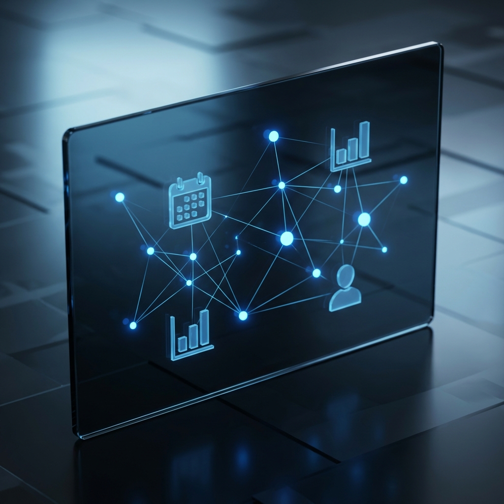 Profesyonel CRM altyapısını ve dijital veri ağlarını temsil eden kavramsal görsel