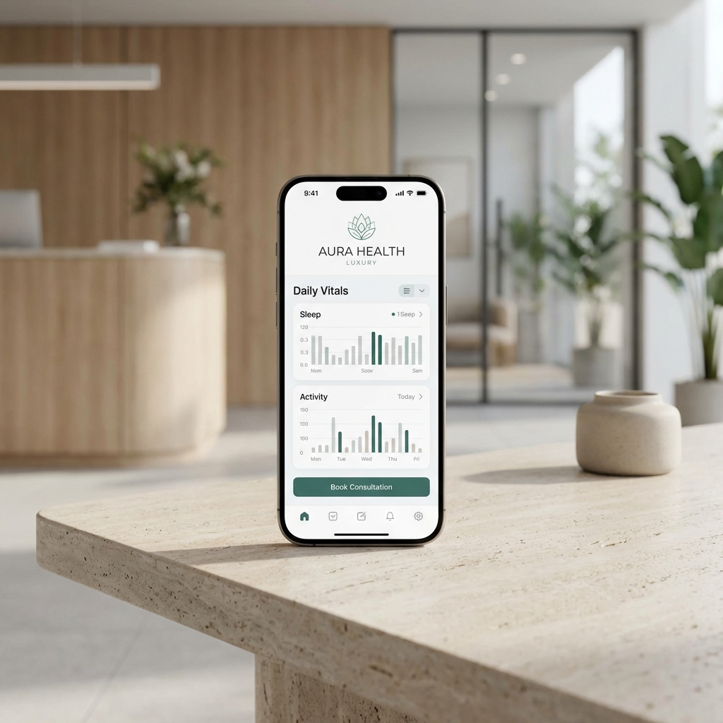 Cep telefonu ekranında diyetisyen logosunu gösteren premium görsel